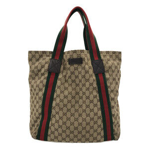 Gucci GG Monogram Web Handle Vertical Tote Bag Beige
